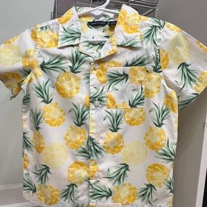 Boys Size 2T Janie and Jack Pineapple print button up collared shirt NWOT